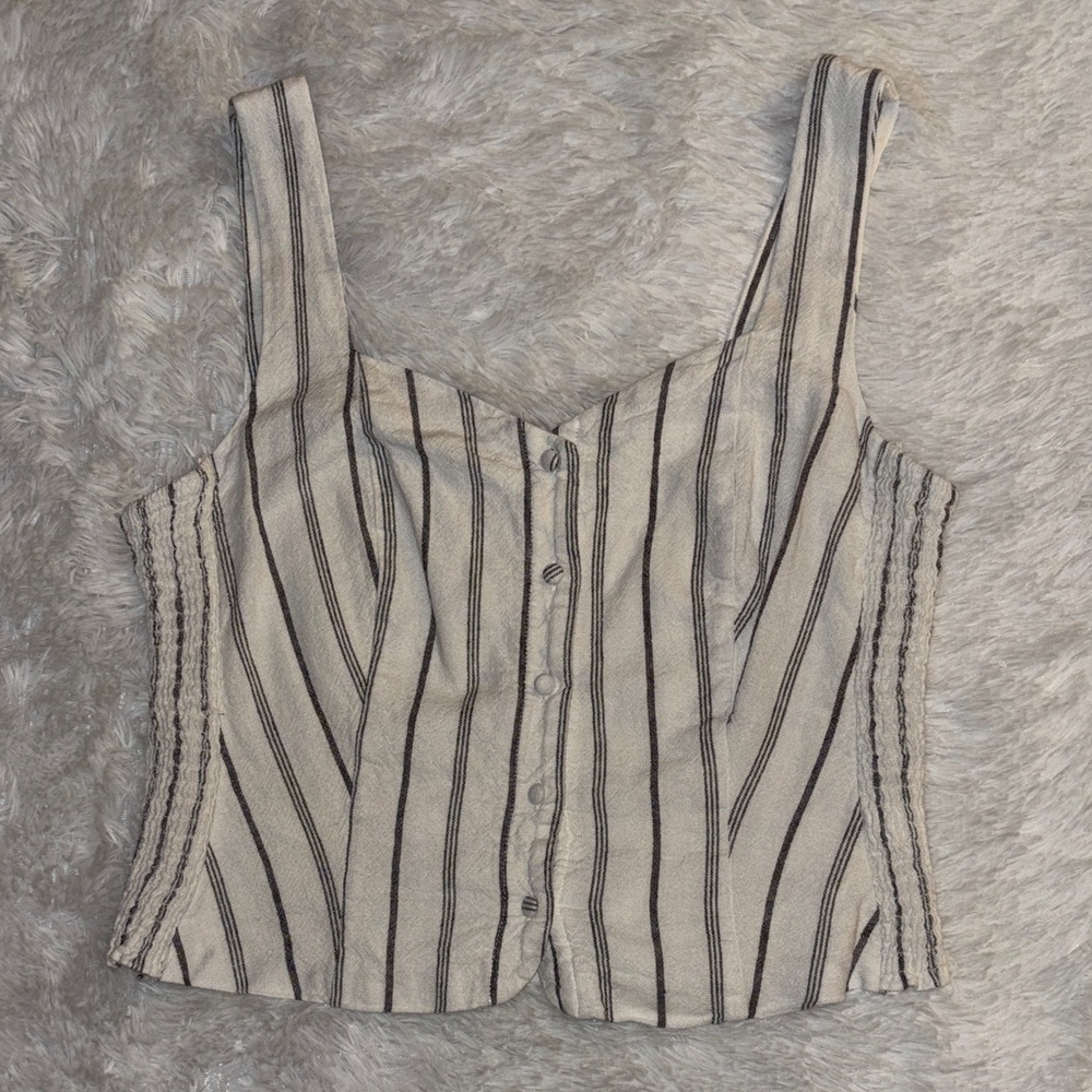 Old Navy White and Gray Striped Crop Top